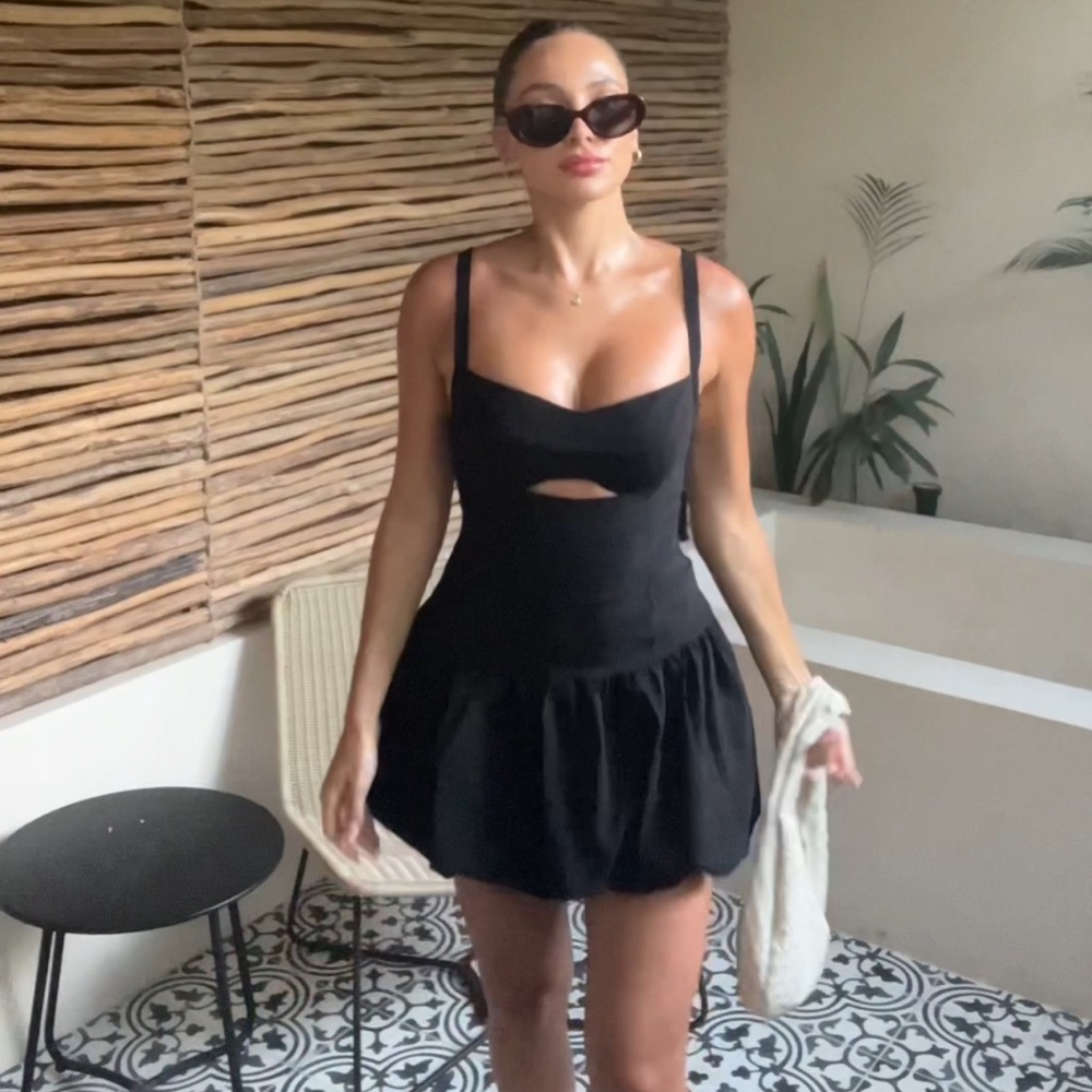 Zara Black Balloon Mini Dress